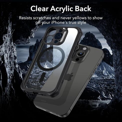 ESR for iPhone 15 Pro Max Case Set, 1 Set Individual Lens Protectors, Compatible with MagSafe Phone Case, Full-Coverage Military-Grade Protection, Scratch Resistant, Armor Series,Clear Black in Kuwait