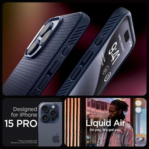 Spigen Liquid Air Designed for iPhone 15 Pro Case (2023) [Military-Grade Protection] - Abyss Green in Saudi Arabia