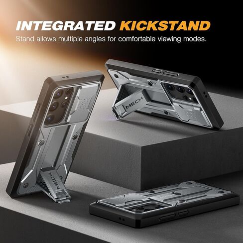 حافظة TONGATE لهاتف Samsung Galaxy S24 Ultra، [واقي شاشة مدمج وغطاء كاميرا منزلق] [إطاران أماميان] حافظة هاتف S24 Ultra مقاومة للصدمات من الدرجة العسكرية مع مسند ومشبك حزام 6.8 بوصة، أسود in Kuwait