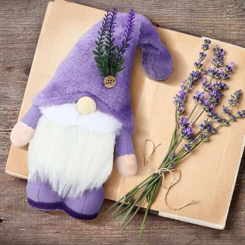 2 Pcs Spring Gnome Decor Plush Lavender Gnomes Decorations for Home Swedish Gnome Gifts for Women Handmade Purple Kitchen Decor Spring Tier Tray Decor Scandinavian Tomte Elf Doll for Table Ornaments in Saudi Arabia