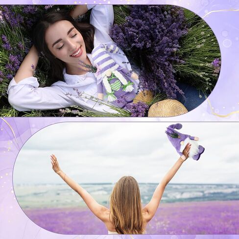 2 Pcs Spring Gnome Decor Plush Lavender Gnomes Decorations for Home Swedish Gnome Gifts for Women Handmade Purple Kitchen Decor Spring Tier Tray Decor Scandinavian Tomte Elf Doll for Table Ornaments in Saudi Arabia