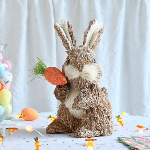 عيد الفصح الديكور القش الأرنب عقد الجزر 8.2 بوصة اليدوية القش المنسوجة الأرانب الدائمة سطح المكتب الحلي لربيع عيد الفصح ديكور المنزل in Kuwait