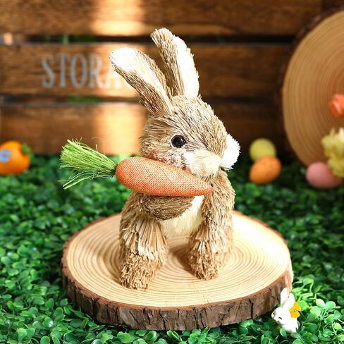 عيد الفصح الديكور القش الأرنب عقد الجزر 8.2 بوصة اليدوية القش المنسوجة الأرانب الدائمة سطح المكتب الحلي لربيع عيد الفصح ديكور المنزل in Kuwait