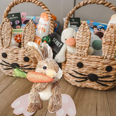عيد الفصح الديكور القش الأرنب عقد الجزر 8.2 بوصة اليدوية القش المنسوجة الأرانب الدائمة سطح المكتب الحلي لربيع عيد الفصح ديكور المنزل in Kuwait