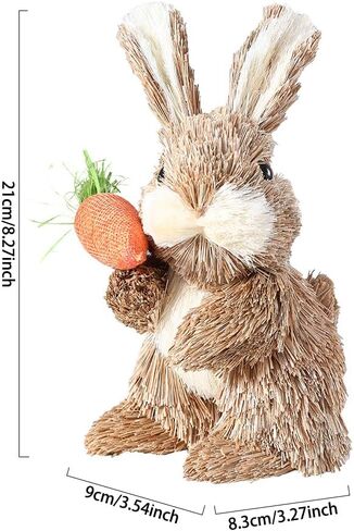 عيد الفصح الديكور القش الأرنب عقد الجزر 8.2 بوصة اليدوية القش المنسوجة الأرانب الدائمة سطح المكتب الحلي لربيع عيد الفصح ديكور المنزل in Kuwait