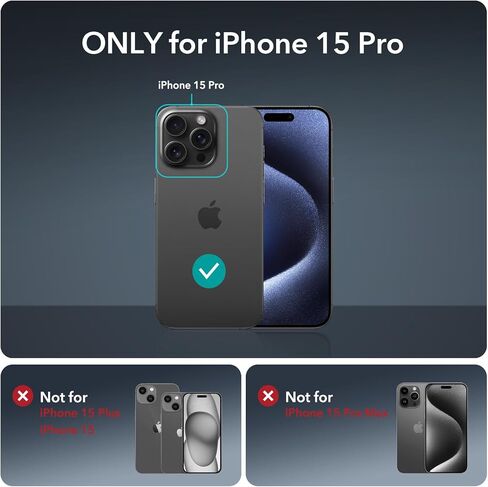 ESR for iPhone 15 Pro Max Case Set, 1 Set Individual Lens Protectors, Compatible with MagSafe Phone Case, Full-Coverage Military-Grade Protection, Scratch Resistant, Armor Series,Clear Black in Kuwait