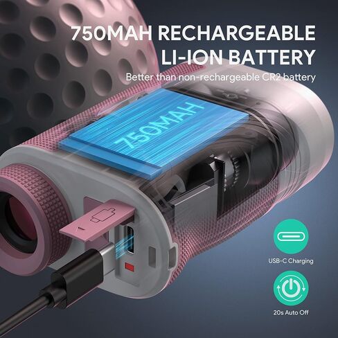 محدد مدى الجولف مع منحدر، THGOLF 1000 ياردة USB C قابل لإعادة الشحن مع اكتساب العلم، اهتزاز النبض ونظام التركيز السريع، تكبير 6X، دقة ±1 ياردة in Kuwait