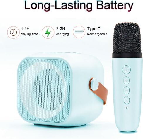 آلة كاريوكي صغيرة للأطفال من سن 4 إلى 12 عامًا مع 2 ميكروفون لاسلكي وأضواء ديسكو LED لحفلات المنزل، هدايا عيد ميلاد لـ 5 6 7 8 9 10 11 عامًا من المراهقين والبنات (أزرق) in Kuwait