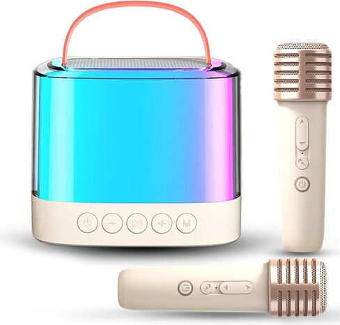 Karaoke Machine for Adults and Kids, Portable Bluetooth Speaker PA System with 2 Wireless Karaoke Microphone, LED Party Lights,Birthday Gift, Camping,Home, Party, Meeting,Outdoor,Toys for Girls Boys in Kuwait