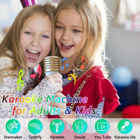 Karaoke Machine for Adults and Kids, Portable Bluetooth Speaker PA System with 2 Wireless Karaoke Microphone, LED Party Lights,Birthday Gift, Camping,Home, Party, Meeting,Outdoor,Toys for Girls Boys in Kuwait