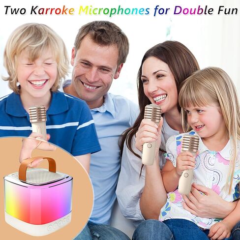 Karaoke Machine for Adults and Kids, Portable Bluetooth Speaker PA System with 2 Wireless Karaoke Microphone, LED Party Lights,Birthday Gift, Camping,Home, Party, Meeting,Outdoor,Toys for Girls Boys in Kuwait