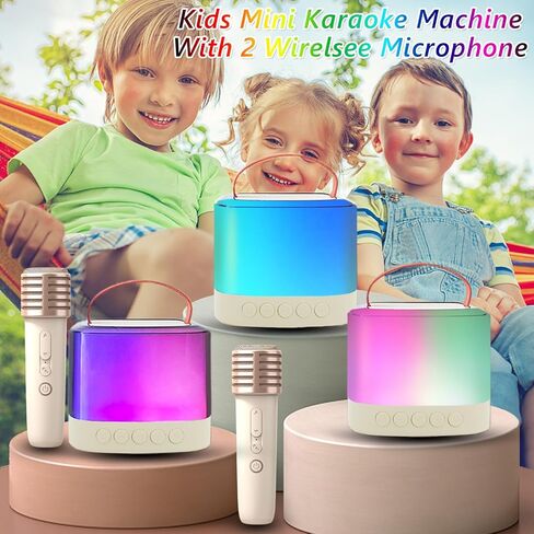 Karaoke Machine for Adults and Kids, Portable Bluetooth Speaker PA System with 2 Wireless Karaoke Microphone, LED Party Lights,Birthday Gift, Camping,Home, Party, Meeting,Outdoor,Toys for Girls Boys in Kuwait