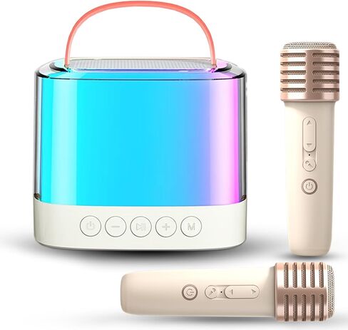 Karaoke Machine for Adults and Kids, Portable Bluetooth Speaker PA System with 2 Wireless Karaoke Microphone, LED Party Lights,Birthday Gift, Camping,Home, Party, Meeting,Outdoor,Toys for Girls Boys in Kuwait