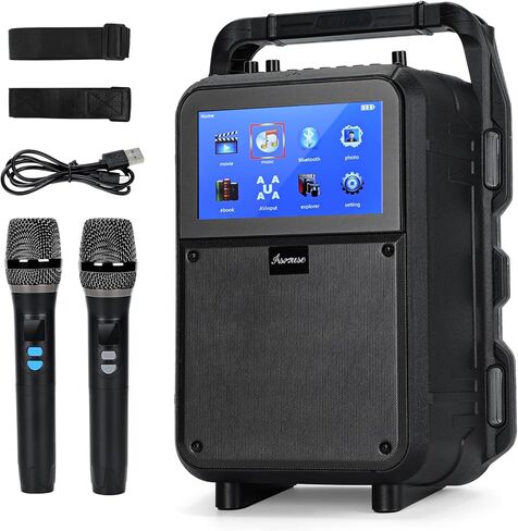 جهاز Asmuse Karaoke، مكبر صوت بلوتوث بنظام PA مع 2 ميكروفونات لاسلكية، نظام كاريوكي محمول مع شاشة عرض كلمات للمنزل، والحفلات، والخارج in Kuwait