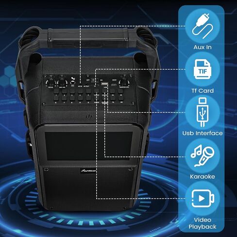 جهاز Asmuse Karaoke، مكبر صوت بلوتوث بنظام PA مع 2 ميكروفونات لاسلكية، نظام كاريوكي محمول مع شاشة عرض كلمات للمنزل، والحفلات، والخارج in Kuwait