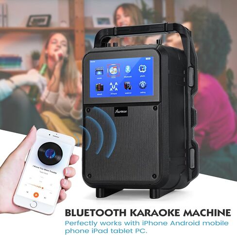 جهاز Asmuse Karaoke، مكبر صوت بلوتوث بنظام PA مع 2 ميكروفونات لاسلكية، نظام كاريوكي محمول مع شاشة عرض كلمات للمنزل، والحفلات، والخارج in Kuwait