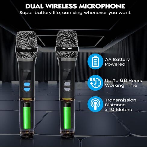 جهاز Asmuse Karaoke، مكبر صوت بلوتوث بنظام PA مع 2 ميكروفونات لاسلكية، نظام كاريوكي محمول مع شاشة عرض كلمات للمنزل، والحفلات، والخارج in Kuwait