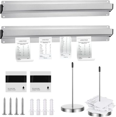 4 PCS Ticket Holder Set for Restaurant Including 2 Pcs 15.7'' Silver Aluminum Slide Check Racks and 2 Pcs 5.5'' Stainless Steel Restaurant Ticket Stabbers, Slide Racks and Receipt Holders in Saudi Arabia