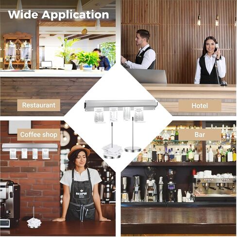 4 PCS Ticket Holder Set for Restaurant Including 2 Pcs 15.7'' Silver Aluminum Slide Check Racks and 2 Pcs 5.5'' Stainless Steel Restaurant Ticket Stabbers, Slide Racks and Receipt Holders in Saudi Arabia