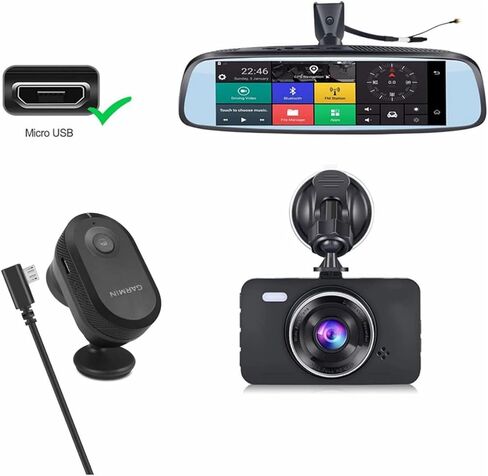 سلك كابل موسع USB بزاوية يمنى 90 درجة متوافق مع كاميرا Garmin Dash Cam Mini، Mini 2، 66W، 67W، 46،47،56،57 جنبًا إلى جنب، في سلك شحن السيارة (26ft 8M) أسود (USB-C) in Kuwait