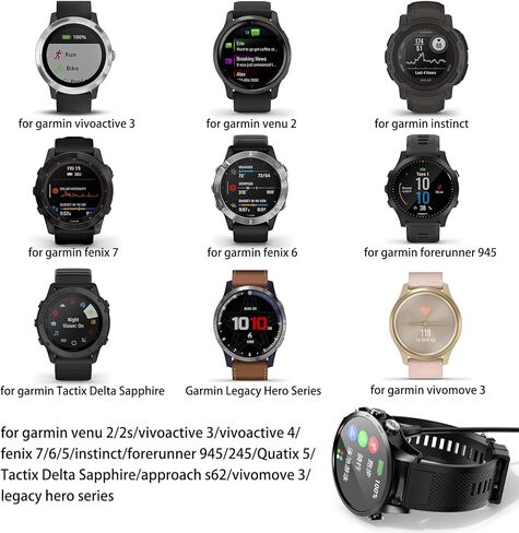 شاحن متوافق مع Garmin Fenix ​​6 6S 6X Pro، Fenix ​​5 5S 5X Plus، Fenix ​​7 7S 7X، Forerunner 935 945 45 45S 245، Approach S10 S40 S60 X10، Vivoactive 3 4 4S، Vivomove 3 3S، Venu in Kuwait