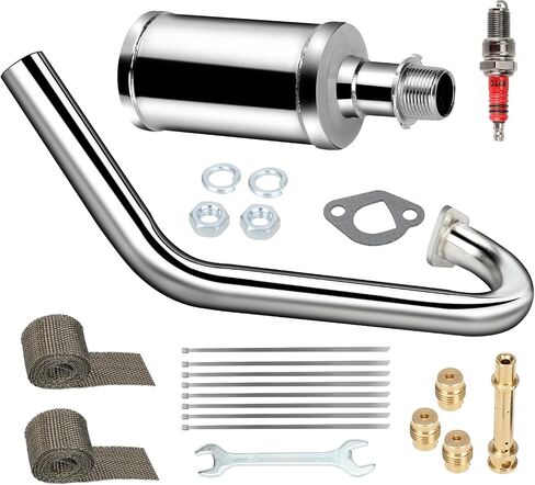 طقم كاتم صوت ماسورة عادم السباق من FVRITO للمفترس 212cc 224cc 196cc 6.5HP Coleman CT200u BT200X CT200U-EX KT196 GX160 GX200 Mini Bike Go Kart Engine Baja Warrior MB200 أجزاء الأداء in Kuwait