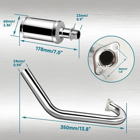 طقم كاتم صوت ماسورة عادم السباق من FVRITO للمفترس 212cc 224cc 196cc 6.5HP Coleman CT200u BT200X CT200U-EX KT196 GX160 GX200 Mini Bike Go Kart Engine Baja Warrior MB200 أجزاء الأداء in Kuwait