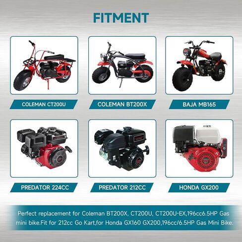 طقم كاتم صوت ماسورة عادم السباق من FVRITO للمفترس 212cc 224cc 196cc 6.5HP Coleman CT200u BT200X CT200U-EX KT196 GX160 GX200 Mini Bike Go Kart Engine Baja Warrior MB200 أجزاء الأداء in Kuwait