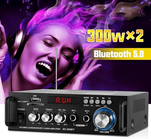 Home Audio Receivers & Amplifier HiFi Bluetooth Audio Amplifier Max 300Wx2 Wireless Bluetooth 5.0 Stereo Audio Amplifier, RMS 40Wx2 Power Amp 2 Channel Stereo Receiver for Home Theater Speaker in Saudi Arabia