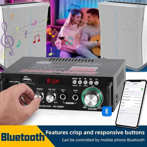 Home Audio Receivers & Amplifier HiFi Bluetooth Audio Amplifier Max 300Wx2 Wireless Bluetooth 5.0 Stereo Audio Amplifier, RMS 40Wx2 Power Amp 2 Channel Stereo Receiver for Home Theater Speaker in Saudi Arabia
