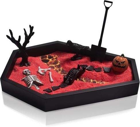 Coffin Zen Garden for Desk 7" x 9" Mini Zen Garden Kit Accessories for Office Coffin Spooky Decor Tray Spooky Gifts Gothic Gifts for Man Women in Saudi Arabia