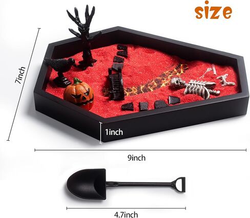 Coffin Zen Garden for Desk 7" x 9" Mini Zen Garden Kit Accessories for Office Coffin Spooky Decor Tray Spooky Gifts Gothic Gifts for Man Women in Saudi Arabia