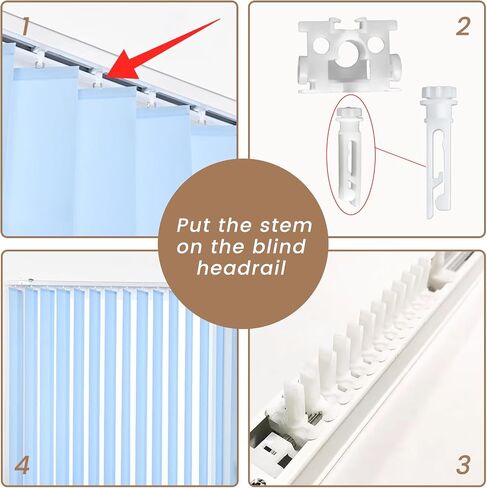 Vertical Blind Stem Replacement Vertical Window Blind Stem for Vanes Carrier Vertical Blind Insert White Stem for Vanes Carrier Vertical Window Blind Carrier Stem Curtain Accessories (12Pcs) in Saudi Arabia