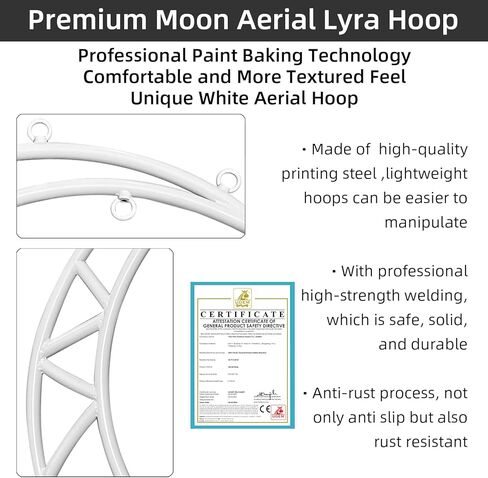 مجموعة حلقات هوائية على شكل قمر ليرا من PRIOR FITNESS، معدات حلقات هوائية بيضاء كلاسيكية مع أجهزة تزوير كاملة، مجموعة حلقات هوائية للياقة البدنية في السيرك، حبال طوقية يوجا جوية للمنزل، صالة الألعاب الرياضية، النادي in Kuwait