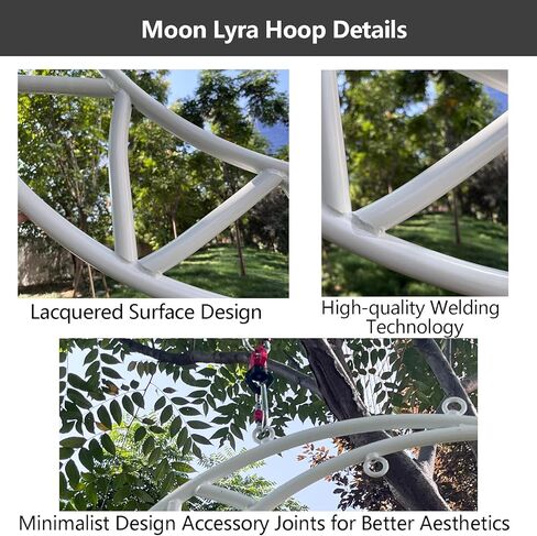 مجموعة حلقات هوائية على شكل قمر ليرا من PRIOR FITNESS، معدات حلقات هوائية بيضاء كلاسيكية مع أجهزة تزوير كاملة، مجموعة حلقات هوائية للياقة البدنية في السيرك، حبال طوقية يوجا جوية للمنزل، صالة الألعاب الرياضية، النادي in Kuwait