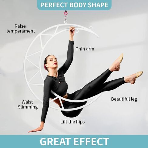 مجموعة حلقات هوائية على شكل قمر ليرا من PRIOR FITNESS، معدات حلقات هوائية بيضاء كلاسيكية مع أجهزة تزوير كاملة، مجموعة حلقات هوائية للياقة البدنية في السيرك، حبال طوقية يوجا جوية للمنزل، صالة الألعاب الرياضية، النادي in Kuwait