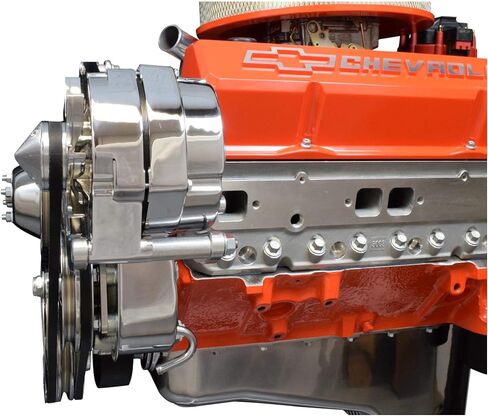 ICT Billet SBC Drivers Side Alternator Bracket Adjustable Long Water Pump Small Block 350 Compatible with Chevy Small Block Engines Mount Kit V Belt 551705Z in Saudi Arabia