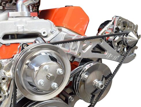 ICT Billet SBC Drivers Side Alternator Bracket Adjustable Long Water Pump Small Block 350 Compatible with Chevy Small Block Engines Mount Kit V Belt 551705Z in Saudi Arabia
