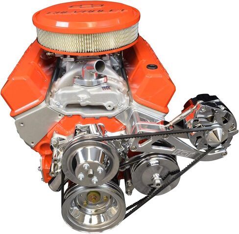 ICT Billet SBC Drivers Side Alternator Bracket Adjustable Long Water Pump Small Block 350 Compatible with Chevy Small Block Engines Mount Kit V Belt 551705Z in Saudi Arabia