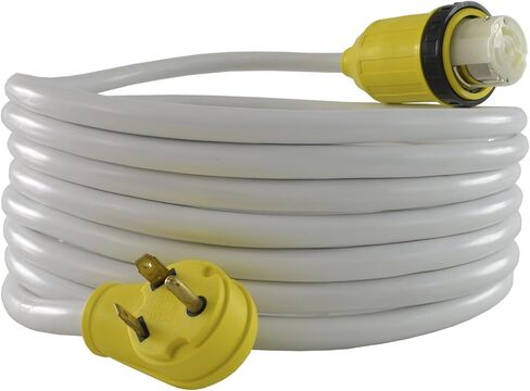 موصل ذكر Conntek RV 30 أمبير إلى 50 أمبير 125/250 فولت كابل موصل قفل مع شريط متوهج (أبيض، 25 قدم) in Kuwait