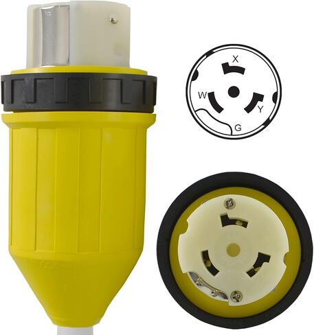 موصل ذكر Conntek RV 30 أمبير إلى 50 أمبير 125/250 فولت كابل موصل قفل مع شريط متوهج (أبيض، 25 قدم) in Kuwait