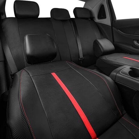 أغطية مقاعد السيارة من الجلد الصناعي من CAR-GRAND، اثنتين من الأمام، 100% مقاومة للماء وقابلة للتنفس، وسائد هوائية للمقاعد الأمامية والخلفية للسيارات متوافقة مع السيارات السيدان والشاحنات الصغيرة ذات الدفع الرباعي، باللونين الأسود والأحمر in Saudi Arabia