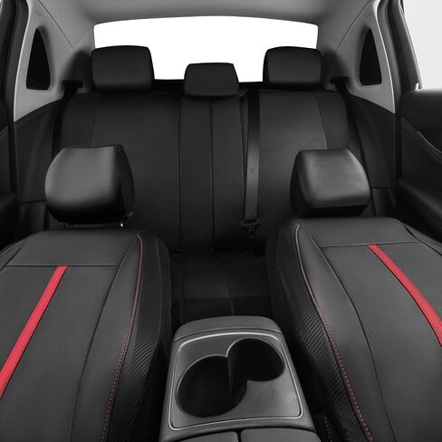 أغطية مقاعد السيارة من الجلد الصناعي من CAR-GRAND، اثنتين من الأمام، 100% مقاومة للماء وقابلة للتنفس، وسائد هوائية للمقاعد الأمامية والخلفية للسيارات متوافقة مع السيارات السيدان والشاحنات الصغيرة ذات الدفع الرباعي، باللونين الأسود والأحمر in Saudi Arabia
