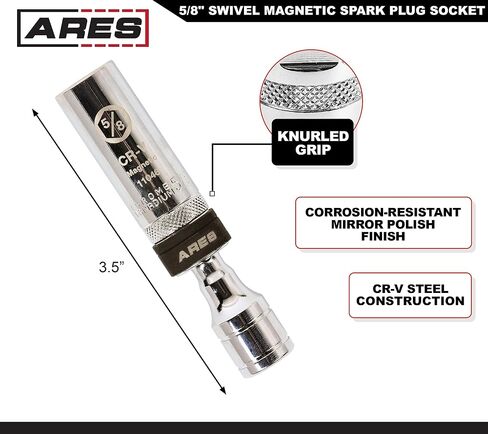 ARES 11000-14mm Thin Wall Magnetic Swivel Spark Plug Socket - 3/8-Inch Drive 12-Point Spark Plug Socket - Walls 2mm Thinner Than Standard Spark Plug Sockets in Saudi Arabia