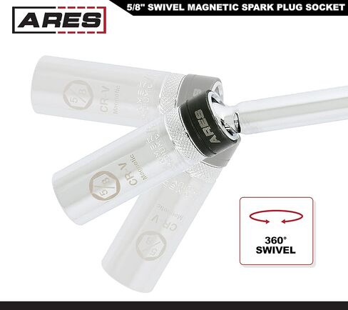 ARES 11000-14mm Thin Wall Magnetic Swivel Spark Plug Socket - 3/8-Inch Drive 12-Point Spark Plug Socket - Walls 2mm Thinner Than Standard Spark Plug Sockets in Saudi Arabia