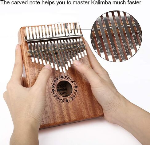 Gecko Kalimba Thumb Piano 17 Keys, Mahogany Wood Portable Mbira Sanza Finger Piano Mini, with Tune Hammer and Songbook, Musical Inruments for Kids Adult Beginners in Saudi Arabia