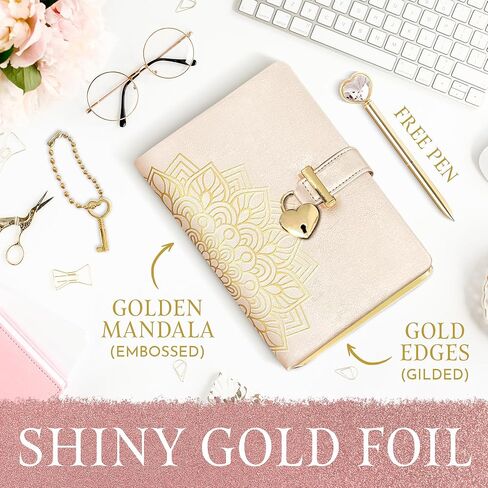 مجلة زهرة مع قفل، مجلة قفل على شكل قلب B6 مع قلم قلب ذهبي ومفتاح، مذكرات مع قفل بحواف ذهبية، دفتر ملاحظات من جلد البولي يوريثان مع قفل، مجلة مقفلة، مجلة قابلة للقفل in Kuwait