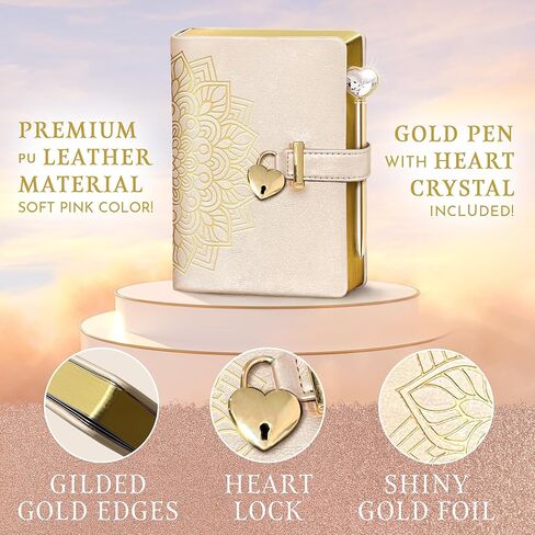 مجلة زهرة مع قفل، مجلة قفل على شكل قلب B6 مع قلم قلب ذهبي ومفتاح، مذكرات مع قفل بحواف ذهبية، دفتر ملاحظات من جلد البولي يوريثان مع قفل، مجلة مقفلة، مجلة قابلة للقفل in Kuwait