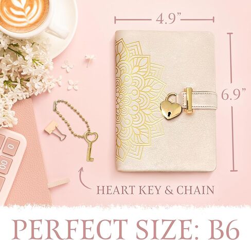 مجلة زهرة مع قفل، مجلة قفل على شكل قلب B6 مع قلم قلب ذهبي ومفتاح، مذكرات مع قفل بحواف ذهبية، دفتر ملاحظات من جلد البولي يوريثان مع قفل، مجلة مقفلة، مجلة قابلة للقفل in Kuwait
