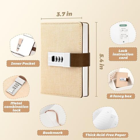 CAGIE Journal with Lock Personal Secret Diary Mini Locking Diary for Girls Adults Women Lock journal Combination Locked Writing Travel Notebook Macaron Pink in Saudi Arabia